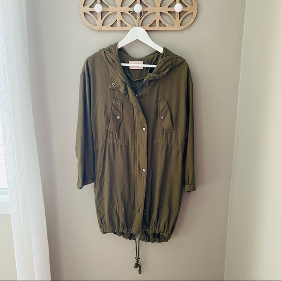 Love Tree Long Zip Up Jacket Green Sz Small - Picture 1 of 14